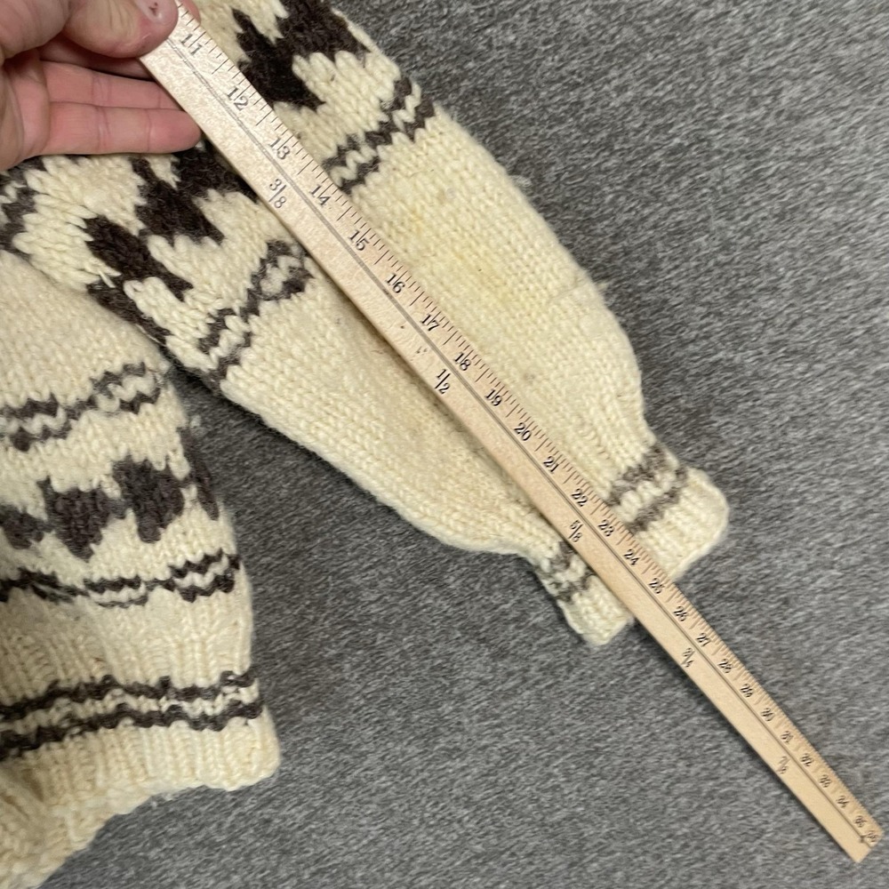 Westerly Knit Full Zip Cardigan Sweater Sz M/L Beige Chunky Cowichan 60s 70s - Picture 10 of 14